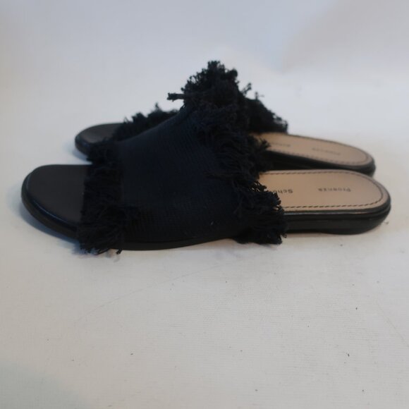 Proenza Schouler Black Fray Fringe Trim Canvas Slip-On Slide Sandal 38.5 US/8.5 - Picture 5 of 16